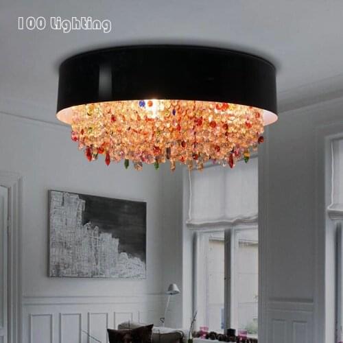 Nordic Multicolour Crystal LED Ceiling Lights Round Restaurant Parlor Hotel Room Hanglamp Home Luminaire Suspension E14