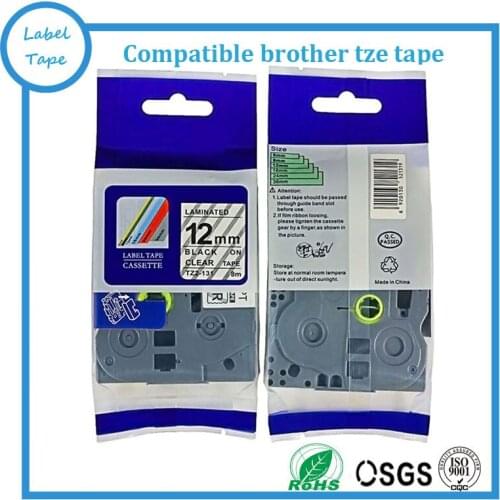 Compatible TZ2-131 TZE 131 TZ 131 black on clear laminated TZ tape cartridge for PT-1010