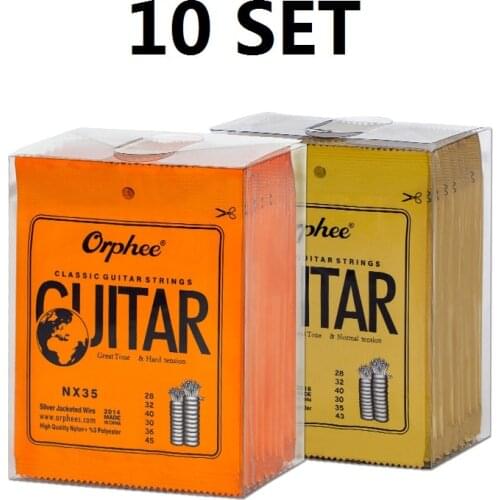10 set Orphee Guitar Strings Nylon Classical Acoustic Guitar String Silver Plated Wire Hard Normal Tension Guitar Tools Parts