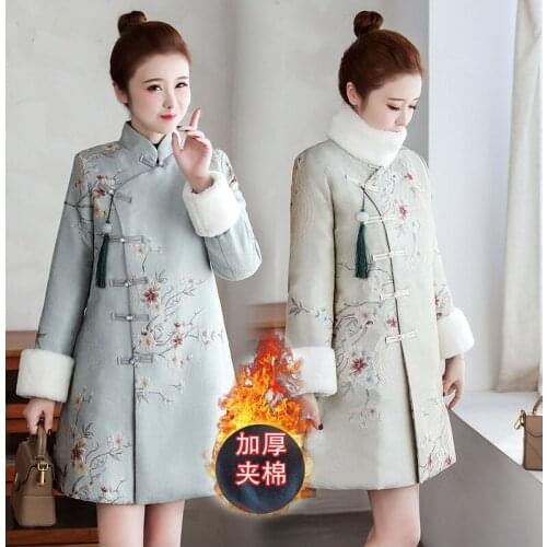 Traditional Chinese Oriental Dress Women Cheongsam Sexy Modern Chinese Dress Qi Pao Thick Female Winter Asian Dress