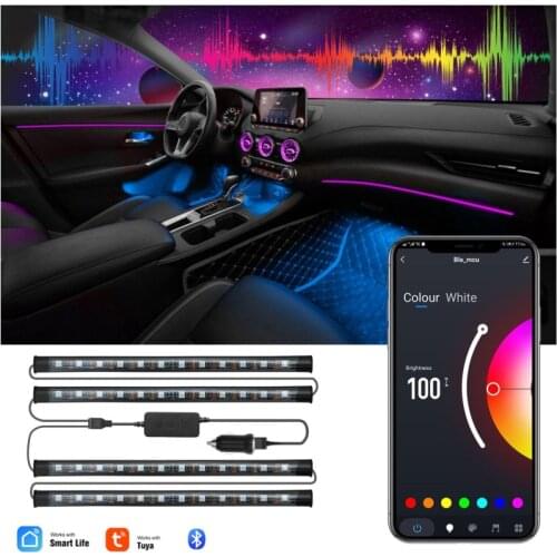 Car Decoration Light Interior Atmosphere Light RGB LED Strip Light With USB Cigarette Lighter TUYA App Control For Car BMW E46
