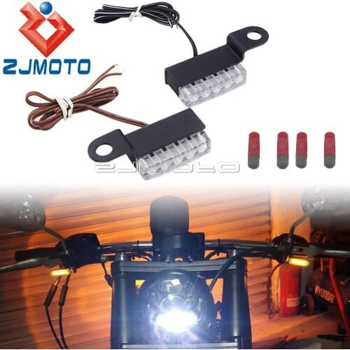 2pcs Universal Mini LED Motorcycle Turn Signal Light Amber White Blinker Flashing Indicators For Harley Yamaha Suzuki Kawasaki