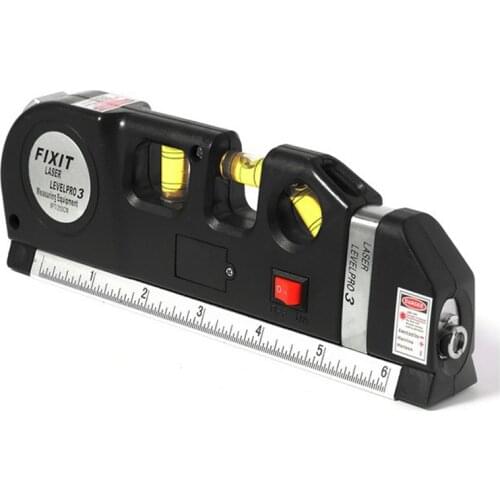 Laser Level Horizon Vertical Measure 8FT Aligner Standard and Metric Rulers Multipurpose Measure Level Laser Black