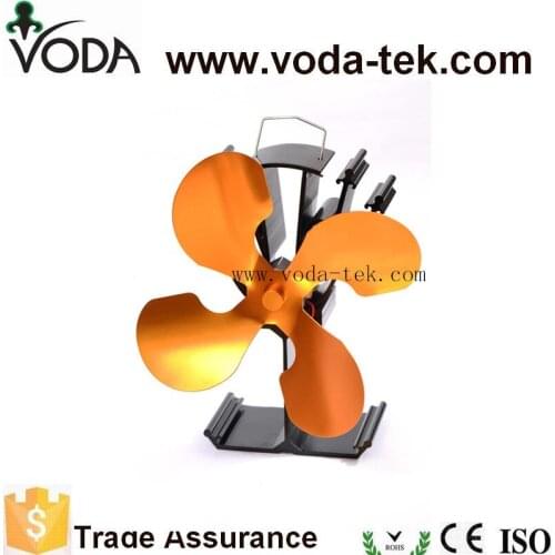 VODA Four Gold Blades Heat Powered Stove Fan19% Fuel Saving Stove Fan For Wood Burner/ Fireplace-Eco Friendly