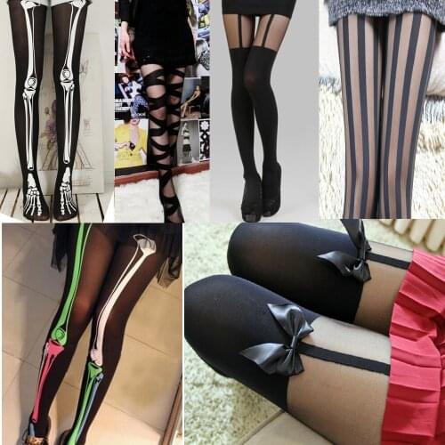 2019 Newest Hot Women Black Mesh Pattern Stockings Hosiery Tights Sexy Cross Stripe Pantyhose High Long Tights