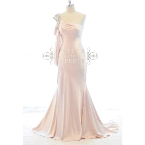 Free shipping 2016 new hot&sexy one shoulder vestidos de festa crystal pink long floor length party gown elegant evening Dress