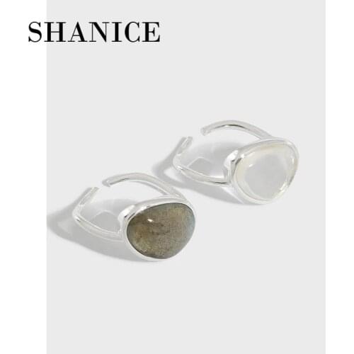 SHANICE S925 Sterling Silver Open ring Paved Moonstones Crystal Rings Womens Wholesale High Quality Gifts Vintage Fine Jewelry