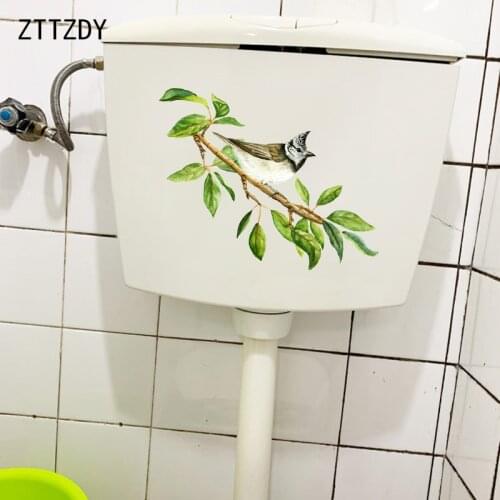 ZTTZDY 24.6×18.8CM Fresh Hand-Painted Patterns Bird Living Room Wall Stickers Waterproof Toilet Decals T2-1504