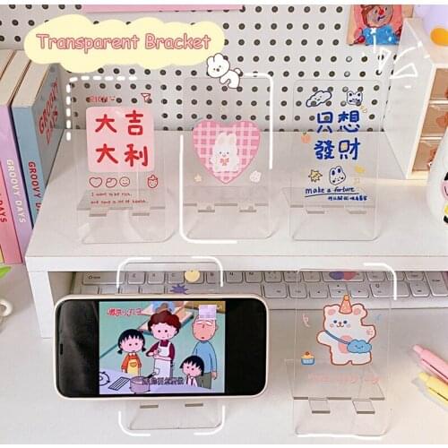 1pc Kawaii Acrylic Phone Stand Holder Lazy Mount Table Desk Telephone Display Stand Bracket Ipad Holder Office Stationery
