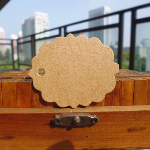 100pcs Ellipse Shape Kraft Paper Hang Tag Wedding Party Gift Tag DIY Cards Price Label Tag Hemp String Included 5.5X4.5cm