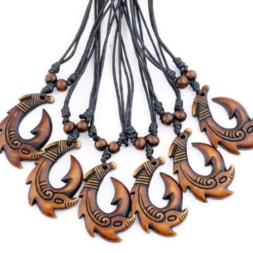 12 PCS LOT Cool Man WOMAN Fish Hook pendant Necklace Surf Necklace gifts MN543