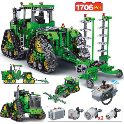 1706PCS City Technical Remote Control Engineering Truck Building Blocks Track Tractor RC Car Vehicle Bricks Toys For Children