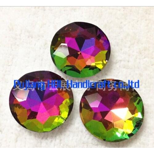 27mm 44pcs Rainbow Colour Crystal Round Flower Shape Fancy Strass Stone Sewing Garment Beads