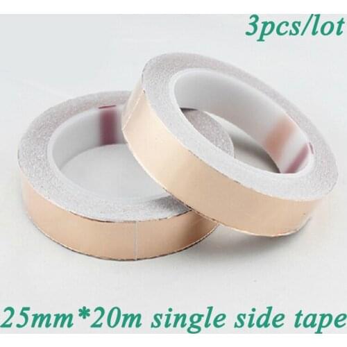 3pcs/lot copper foil tape single adhesive single side copper foil tape 25mm* 20m