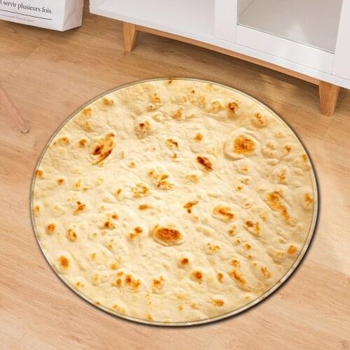 3D Mexican Tortillas Chair Mat Flannel Floor Area Rug Foot Pad Children Bedroom Rug Doormat Round Poached Egg Living Room Carpet