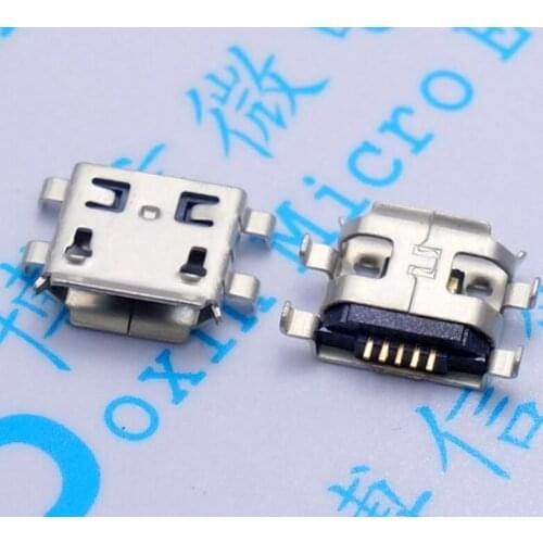 50pcs Micro USB Connector 5pin heavy plate 0.8mm B type have curling side Female Jack For Mobile Mini USB repair mobile tablet