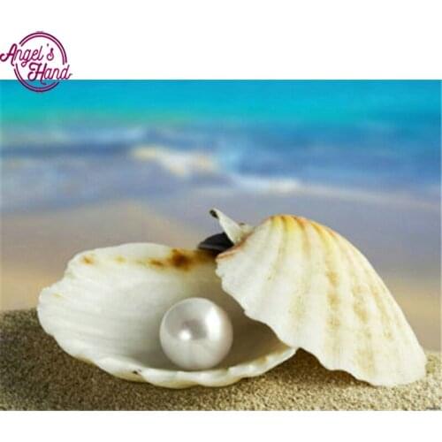 Diy diamond embroidery Shell pearl diamond painting cross-stitch scenery home decoration rhinestone diamond mosaic picture