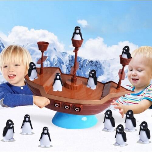 Kids Educational Toys Desktop Pirate Boat Puzzle Toys Board Game Balance The Penguin Pirate Ship For Children Gift