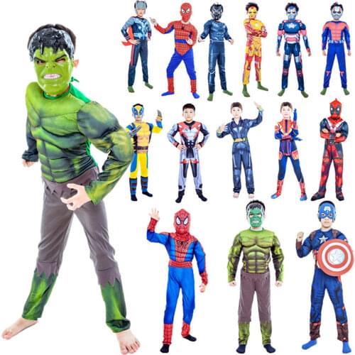 Child Hulk/Captain America/Spiderman/Iron Man/Venom/Black Panther/Deadpool Superhero Cosplay Costume