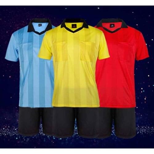 DIY customize men soccer judge jersey referee suit sets multi-color optional lapel uniforms quick dry