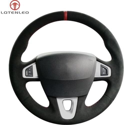LQTENLEO Black Suede Car Steering Wheel Cover For Renault Scenic (Grand Scenic) 2009-2016 Kangoo 2014 2015 2016 2017 2018 2019