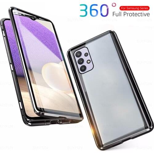 360° Double Protector Case For Samsung A 32 52 72 5G Magnetic Glass Protective shell For Galaxy A 10 21 52S A 12 31 51 71Coque