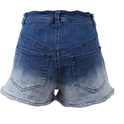 Gradient Wide-legged Denim Shorts Women High Waist Loose Casual A-line Hot Pants Womens Shorts Summer Pantalones Cortos De Mujer