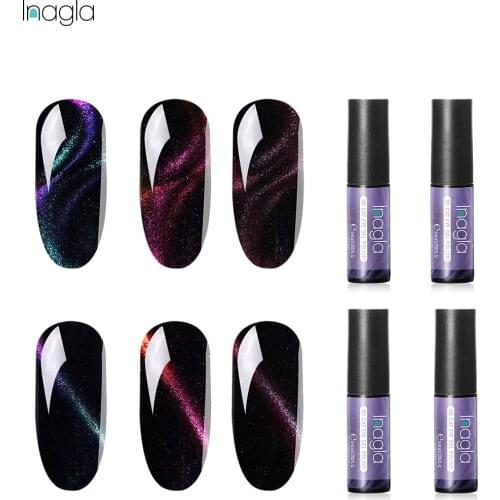 Inagla Magnetic Cat Eye Nail Gel Varnish Soak Off UV Long-lasting Gel Lacquer Varnish Cats Eye Nail Gel 5ml Chameleon Cat Eye