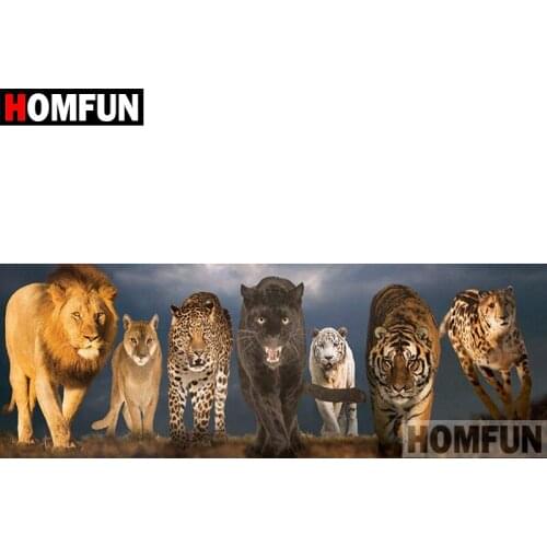 HOMFUN Full Square/Round Drill 5D DIY Diamond Painting "Animal lion tiger" 3D Embroidery Cross Stitch 5D Decor Gift A08194