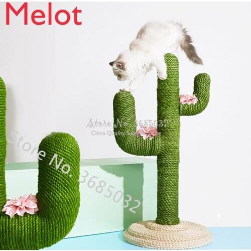 Cactus Shape Cat Scratcher Frame Natural Sisal Cat Climbing Pole Jumping Platform Cat Toy Furniture & Scratchers Cat Tree Tower