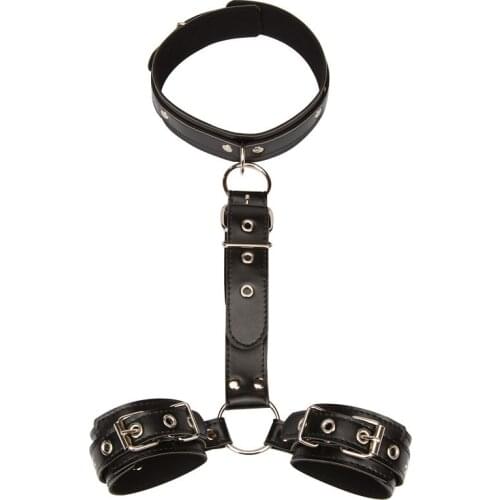 Leather BDSM Restraints Bondage Sex Toys for Women Neck Collar Armbinder Wrist Cuffs Harness Slave Rope Erotic Accessories