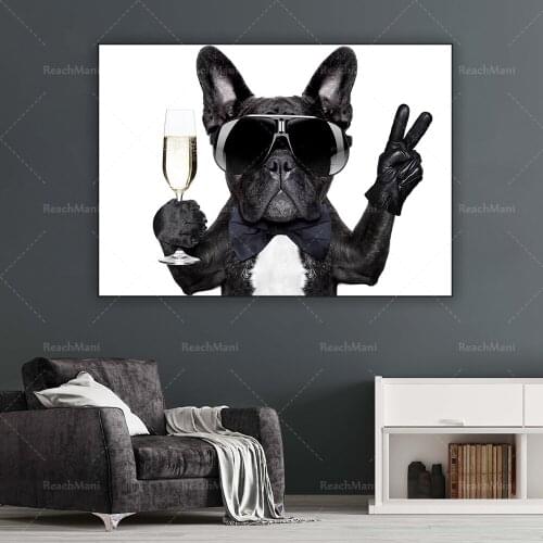 Modern Dog with Sunglasses Canvas Painting Posters and Prints Nordic Wall Art Cuadros Living Room Home Decor