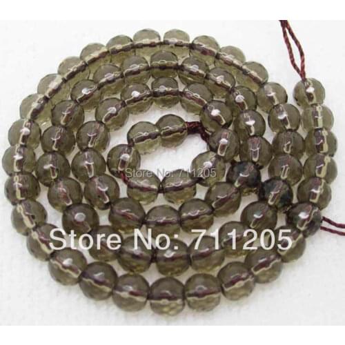 Wholesale 66pcs ,6mm 128Faceted Smoky Quartzs Round Loose Beads ,Min. Order is $10,we provide mixed wholesale for all items