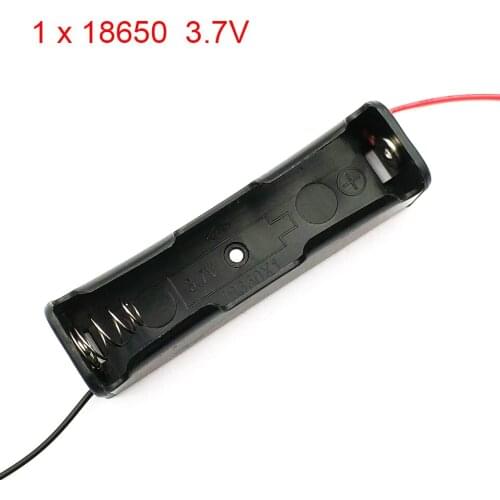 Portable Size Plastic Battery Storage Case Box Holder for 1 x 18650 Battery Black with 6 Inch Wire Leads Black Accessory