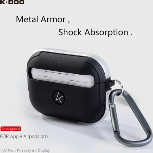 K-Doo Crashguard shockproof protective case for AirPods Pro aluminum frame metal cover with carabiner sport style