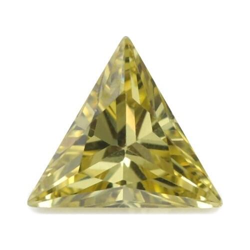 50PCS 3x3~15x15mm Triangle Shape Loose CZ Stone Olive Yellow AAAAA Cubic zirconia Synthetic stone For Jewelry DIY Gems Stone