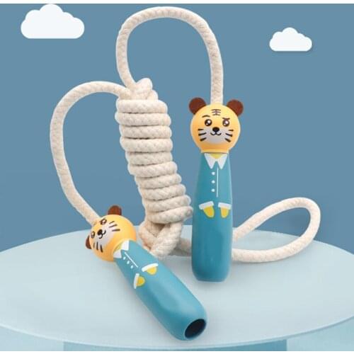Kids Jump Ropes Wood Handle Sport Bodybuilding Fitness Lovely Cartoon Skipping Ropes Wood Handle Profesional Adjustable Length