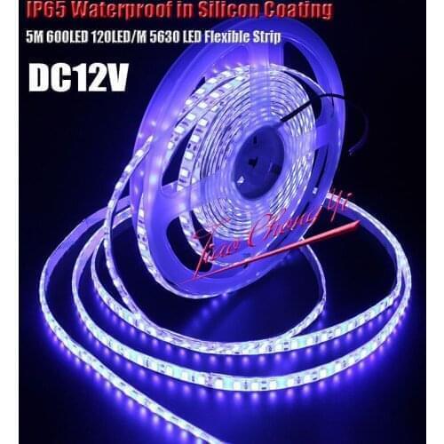 Super Bright 5M 600LED 5630 LED Flexible Strip DC12V Cool white IP65 Waterproof
