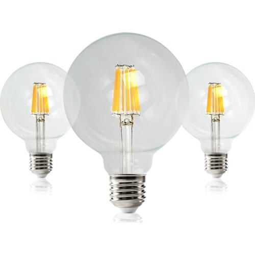 LEDROOM E27 LED Bulb Retro Edison Lamp AC220V Light Bulb G80 G95 G125 Glass Bulb Vintage 4W 6W Globe Lights Brightness For Home