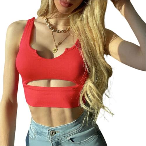 2021 New Women Sexy Top Tanks Solid Color Sling Tops Deep V-neck Irregular Slimming Short Clothes for Summer Wear