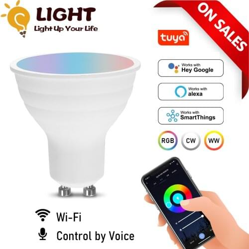 Voice Control 6W RGB Smart Light Bulb Dimmable GU10 WiFi LED Magic Lamp AC 220V Work with Alexa Google Home