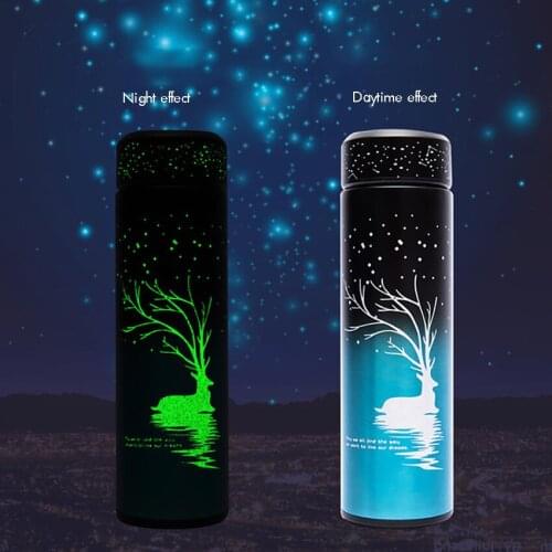 Stainless Steel Vacuum Insulated Water Bottle with Tea Filter, Glow In the Dark, Double Walled Vacuum Flask, Keeps Hot & Cold