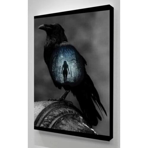 Crow Canvas Wall Art Sexy Beautiful Girl HD Prints Poster Home Blue Decoration Painting For Bedroom Modular Pictures No Frame
