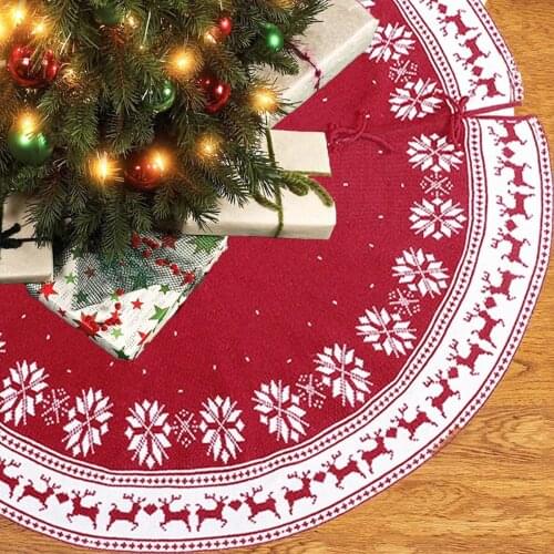 High Quality Christmas Knitted Tree Skirt Fashion Snowflake Elk Pattern Christmas Tree Skirt Apron Ornaments
