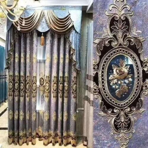 High-end Velvet Gilded Curtains for Living Dining Room Bedroom Blackout Curtains High End European Style Luxury Valance Curtains