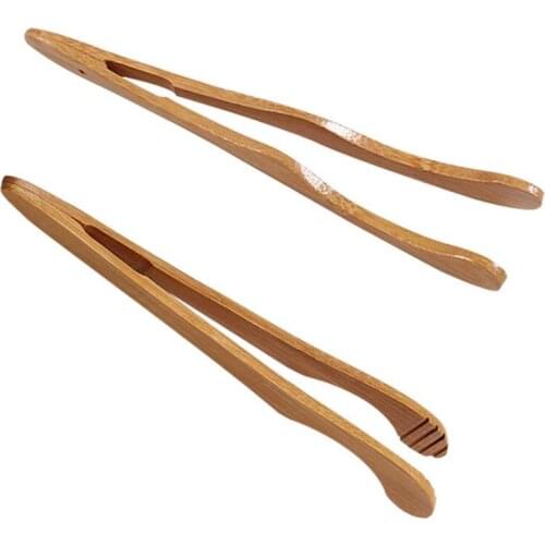 High Quality Home Tweezer Creative Bamboo Wood Wooden Food Toast Tongs Toaster Bacon Sugar Ice Tea Leaf Tong Salad