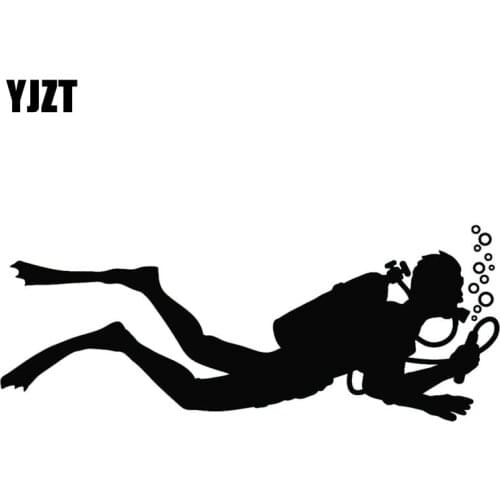 YJZT 18.4CM*7.2CM Diving Men Blowing Bubble Fashion Decor Stickers Decals Vinyl Black/Silver C31-0142