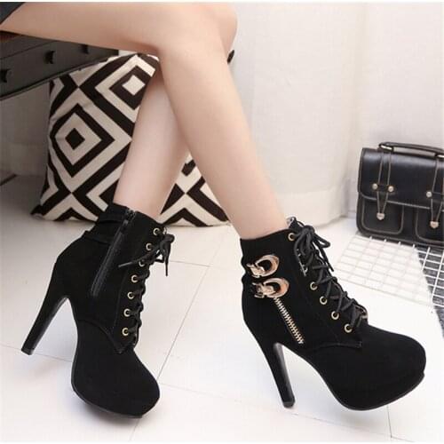 Spring Autumn Fashion Elegant Stiletto Side Zip Women Boots Botines mujer 2019 Extreme Round Toe High Heel Shoes Women Boots