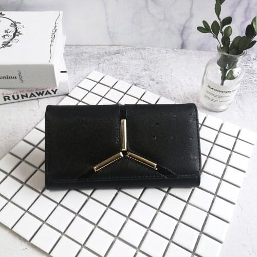 AFKOMST Woman Wallet Soft Leather Metal Windmill Shape Design Cluth Bag Casual Black Coin Pocket Candy Color Purse VKP1477