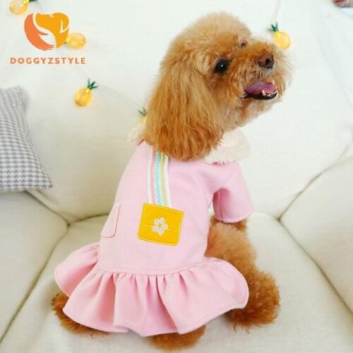 Winter Warm Chihuahua Dog Dress Pink Princess Clothes For Small Dogs Cats Velvet Neckline Dog Skirt Pet Apparel DOGGYZSTYLE